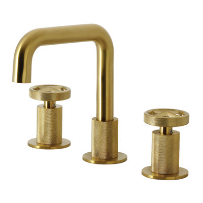 Kingston Brass Ostro Two-Handle 3-Hole Deck Mount Widespread Bathroom Faucet With Push Pop-Up Drain