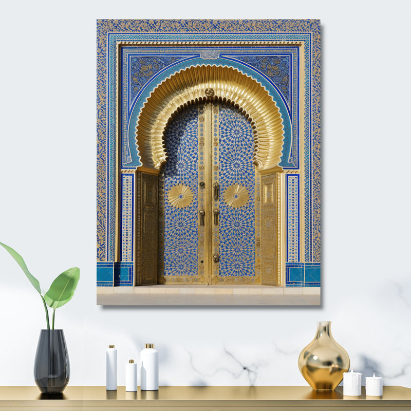 Décoration murale en métal Morroco Palace Golden Doors II - Portes de ferme et fenêtres, H 40 po x l 30 po x P 1 po