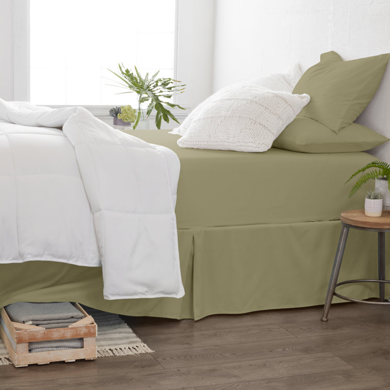 Sateen Double Brushed Microfiber Sheet Set, Herbal Sage, Twin XL Sheet Set + Fitted Sheet + 1 Pillowcase