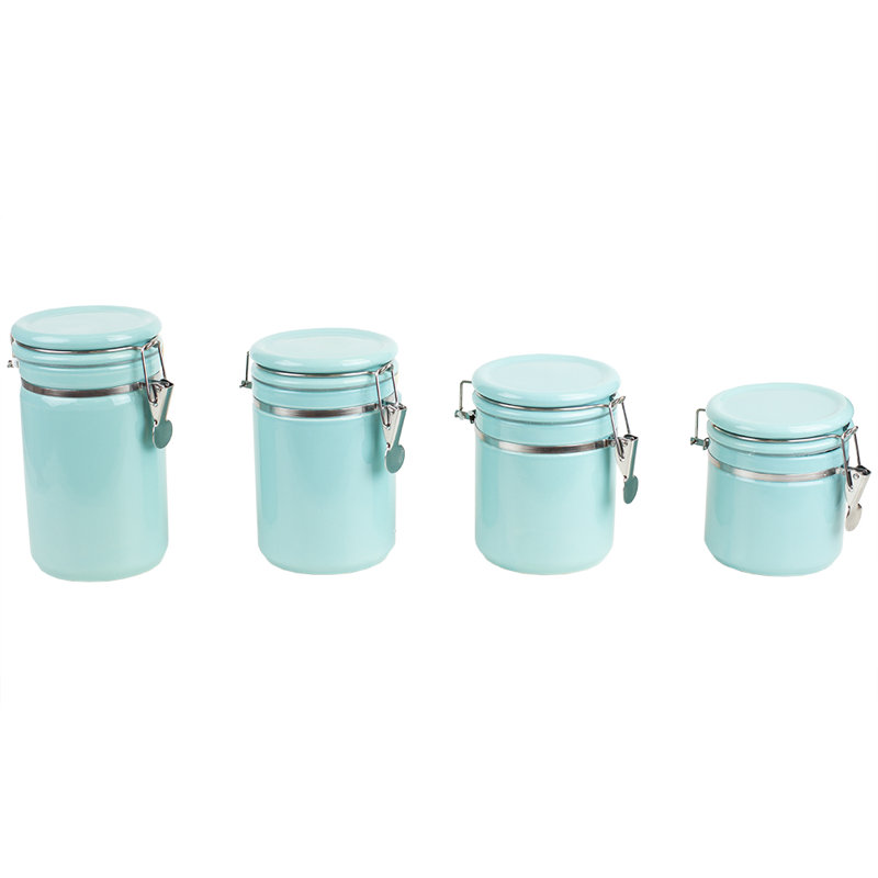 Céramique avec cuillère 4 pièces Ensemble de pots de cuisine