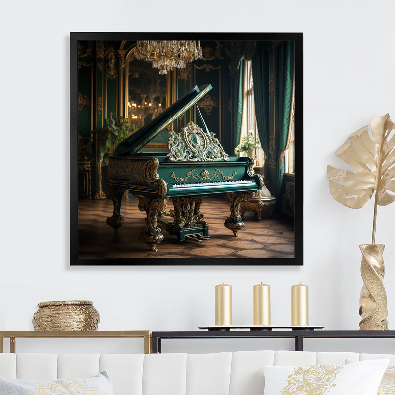 «Piano Victorian Victoruoso I», reproduction sur toile, Cadre simple noir, H 16 po x l 16 po x P 1 po