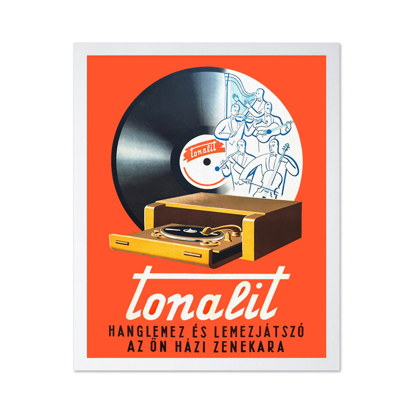 Tourne-disque Tonalit, Affiche, H 24 po x l 32 po, Encadrement blanc