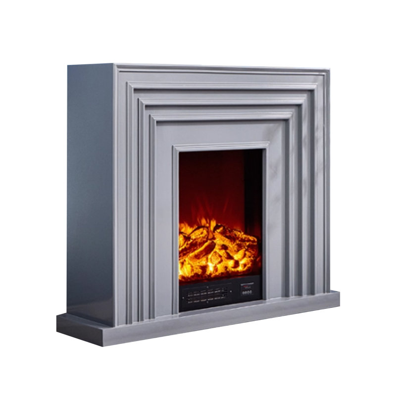 Gray Solid Wood Electric Fireplace, Gray, 43.31" H x 59.06" W x 12.6" D