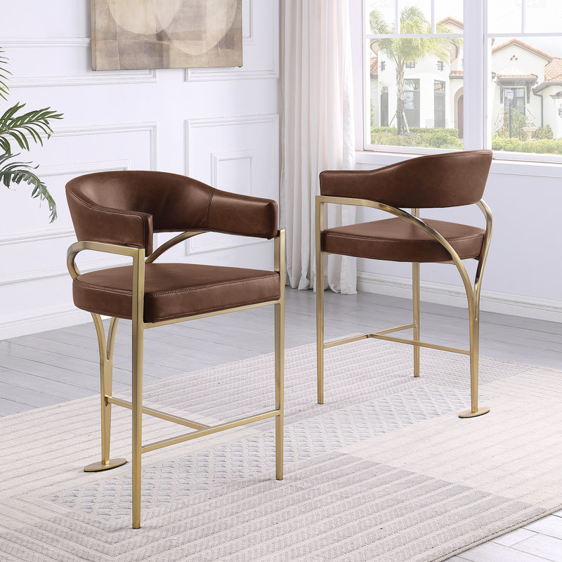 Chaises en contreplaqué Leathaire avec structure en chrome mat, Moka