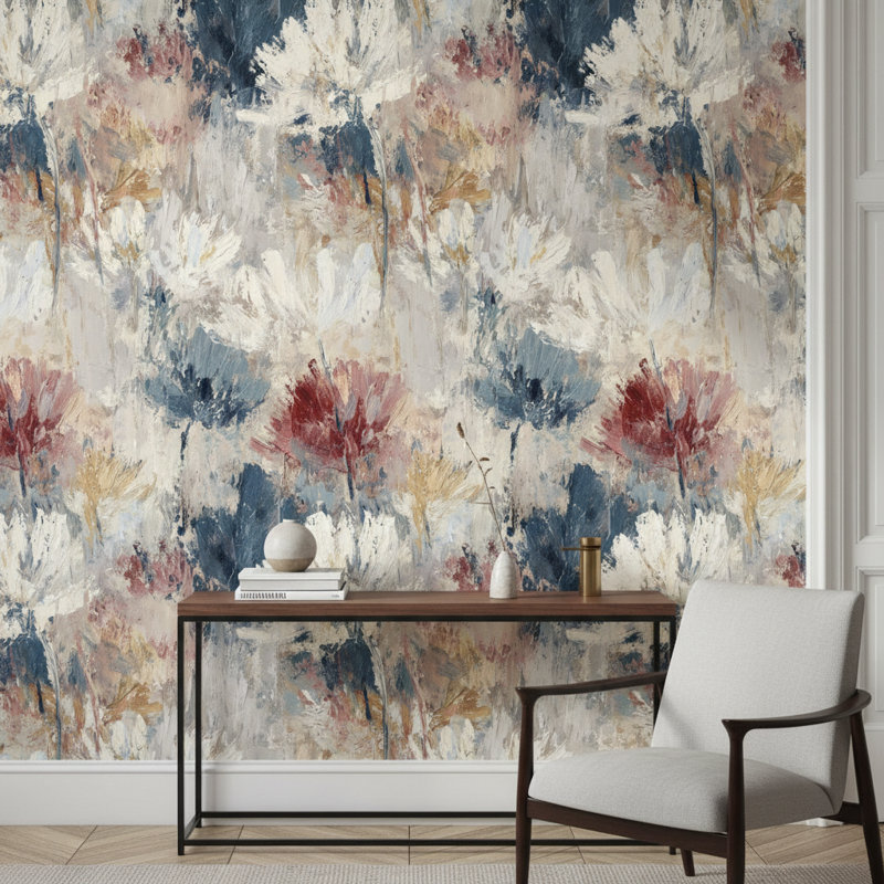 Papier peint floral abstrait mural