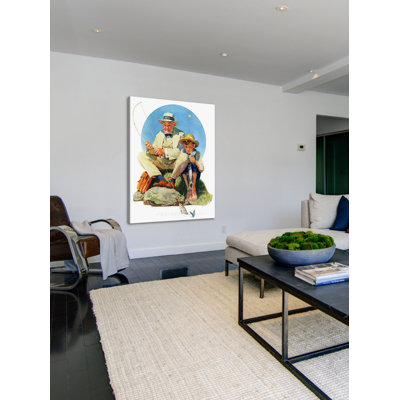 « catching the big one » par norman rockwell, reproduction d’art sur toile tendue