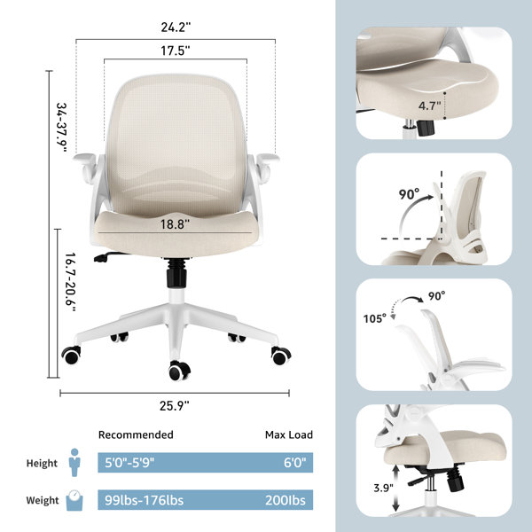 Silla operativa ergonómica de algodón John-Philip