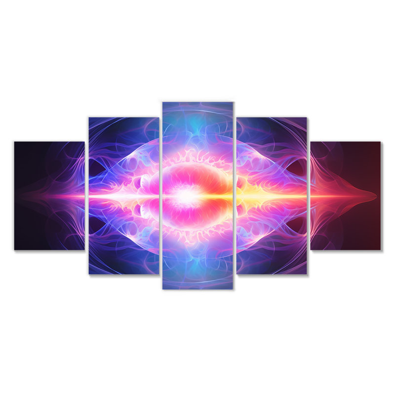 Mandala Vibrant Awakening - Ensemble d'art mural abstrait 5 pièces, H 32 po x l 60 po