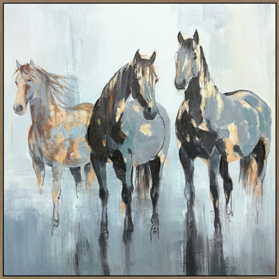 Equine Grace II Framed Canvas Wall Art - 30" x 30" - Oak Frame