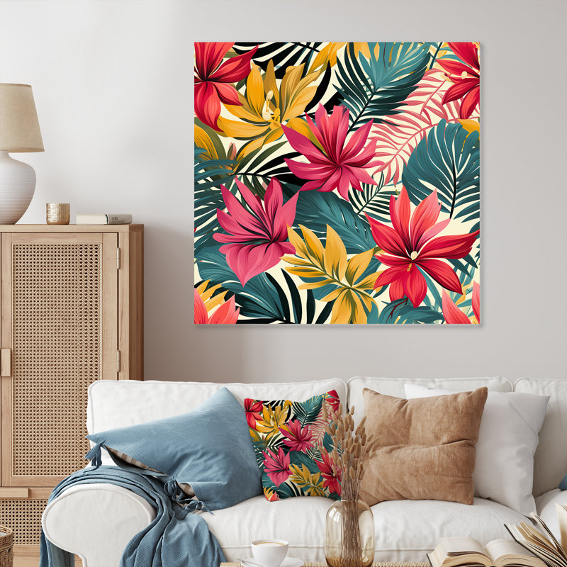 Motif de jungle, feuilles de palmier II - art mural en métal Jungle, H 16 po x l 16 po x P 1 po