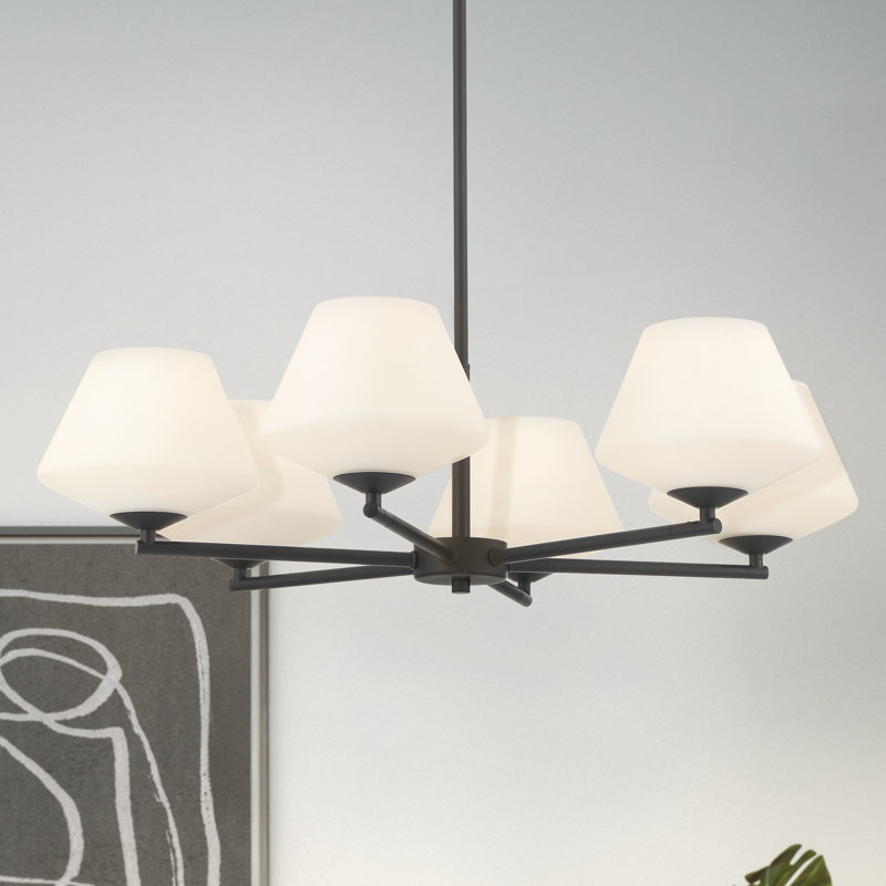Plafonnier lustre 6 lumières Hunter Celestial Valley, Noir mat