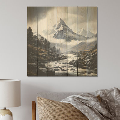 Swiss Mountains Landscape Fog III - Fruits On Wood Print