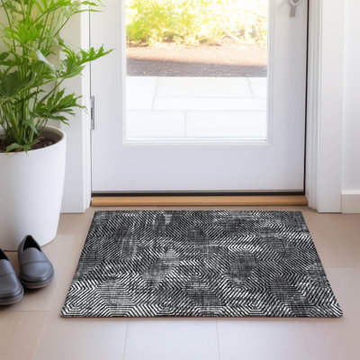 Premium Machine Washable Prisco Black Rug