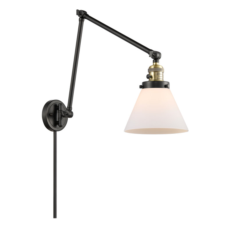 Cone 1 Light Swing Arm, Seedy, 3.5 Watt Vintage LED Bulb, Black Antique Brass