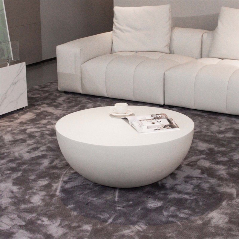 CHRONOS Round Concrete Coffee Table 87 x 87 x 35.6 cm, White
