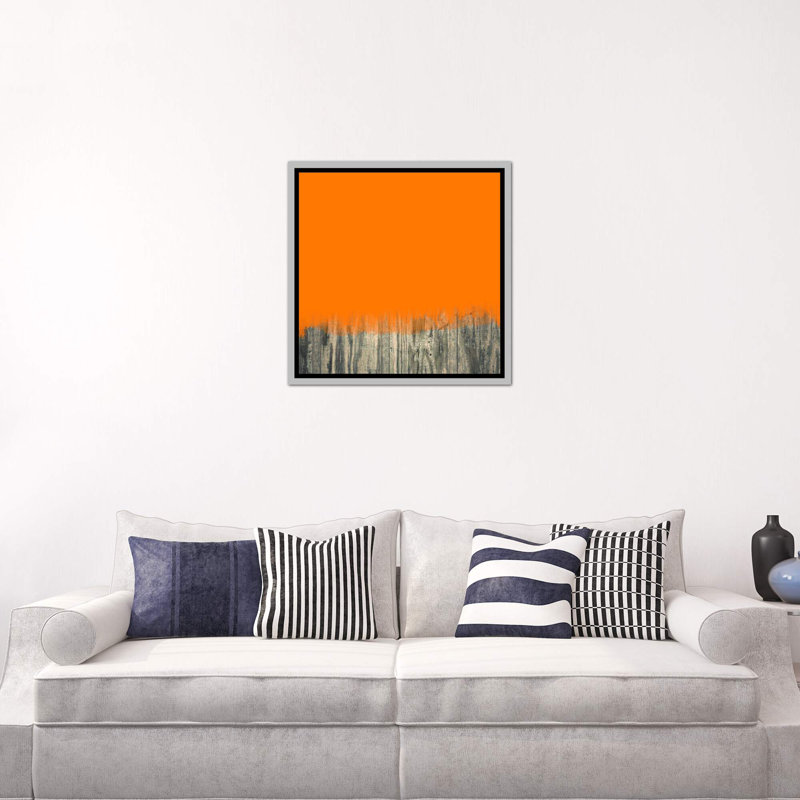 " Over The Wood Fence ", Silver Framed Canvas, 18" H x 18" W x 1.5" D