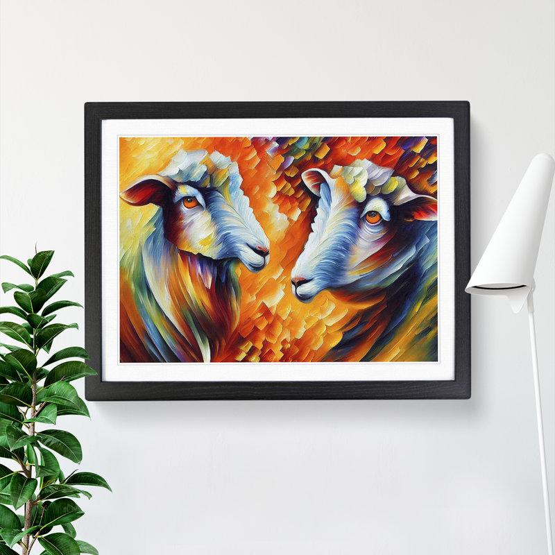 Sheep Painting Vol.1 Abstract - Framed Print, Black, 25cm H x 34cm W x 2cm D