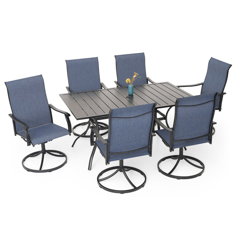 Callaghn Rectangular 6 - Person 63" Long Dining Set, Blue
