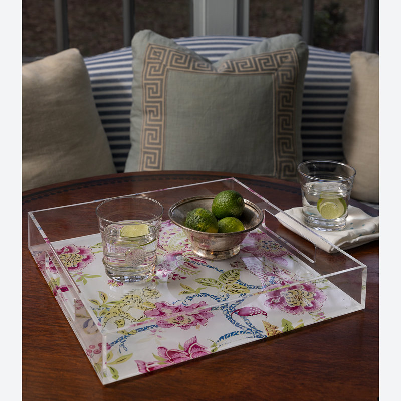 Braganza Tray, Pink/White