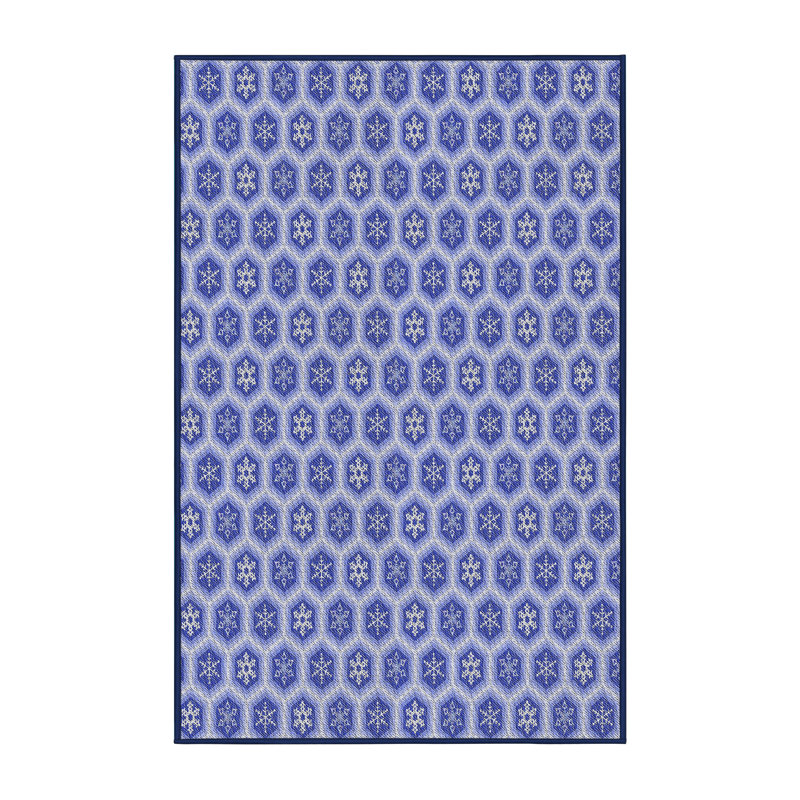 Bleu géométrique Tapis décoratif, Rectangle 7 pi x 10 pi