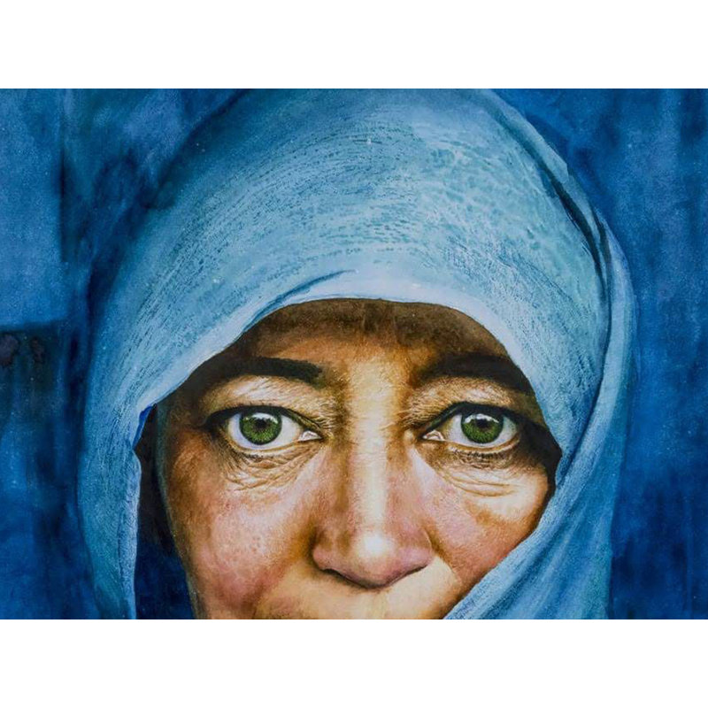 Femmes en écharpe bleue | Aquarelle sur papier | Par Navneeth