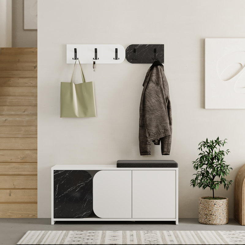8 Pair Shoe Storage Cabinet, White/Bendir