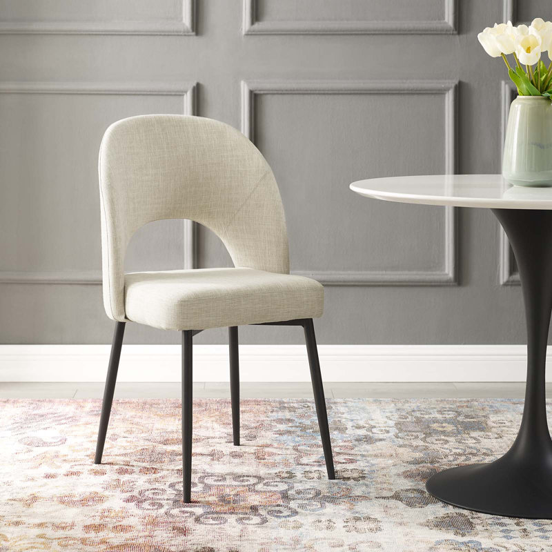Modway Rouse Upholstered Fabric Dining Side Chair, Beige, 1