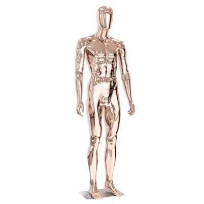 Mannequin de corps complet pour homme - Mannequin de corps entier réglable de 73 po, modèle en plastique amovible avec finition plaquée or rose, base et base en métal