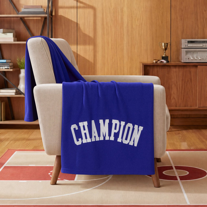 Jeté Champion avec revers en molleton, Bleu royal