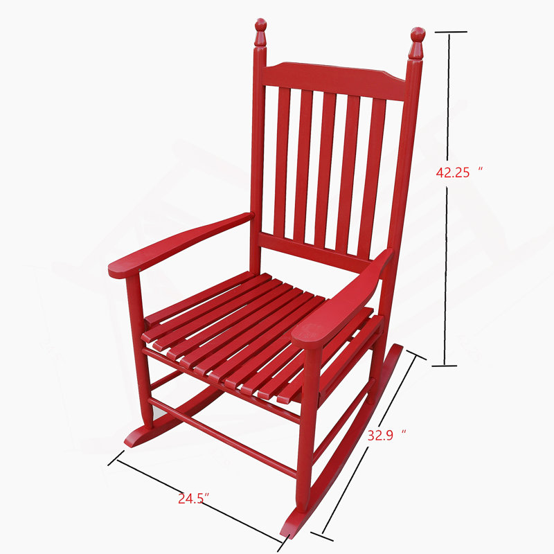 Chaise berçante en bois, Rouge