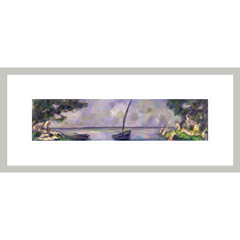 «Boat and Bathers» (huile sur toile) par Paul Cézanne, impression giclée encadrée, H 9,53 po x l 21,75 po