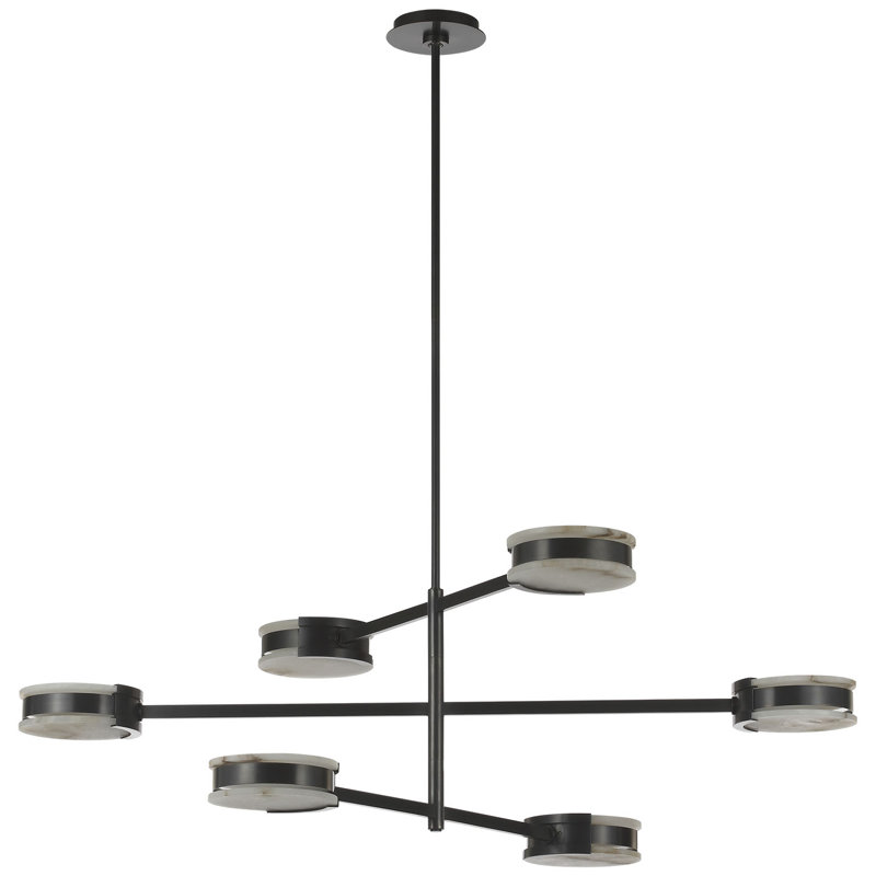 Kelly Wearstler Melange 48" Multi-Positional Chandelier with Alabaster, Bronze