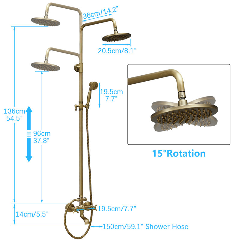 with Rough-in Valve, Antique Brass