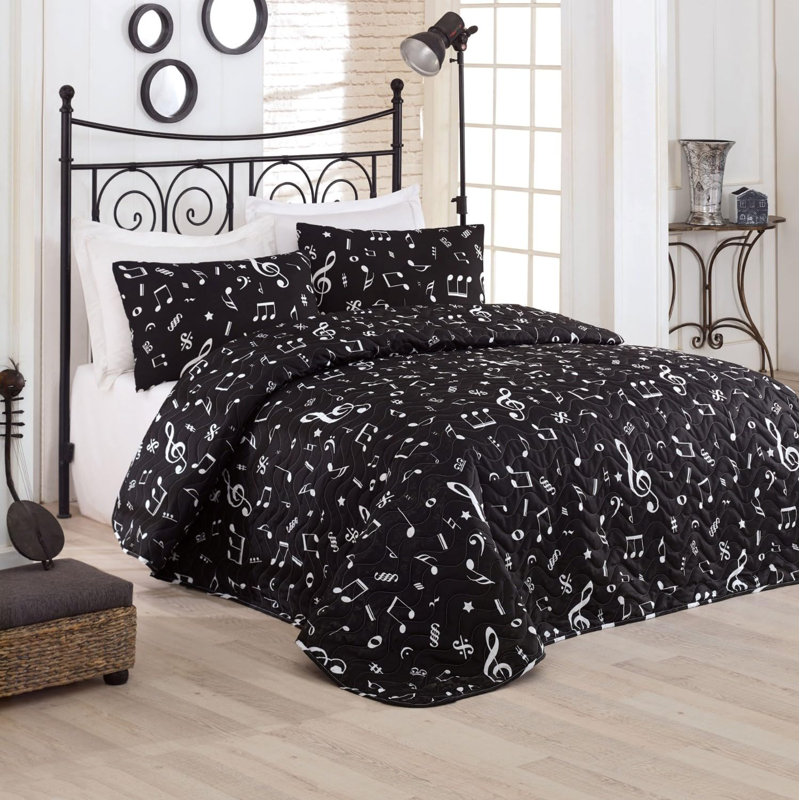 Ensemble de courtepointe avec taies d'oreiller, léger, toutes saisons, imprimé numériquement, 65% coton - doux, durable, lavable à la machine