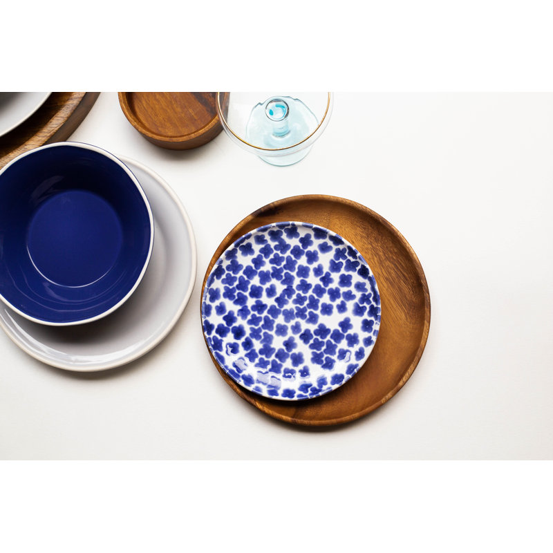Handcrafted Blue and White Ceramic Appetizer Plates Set