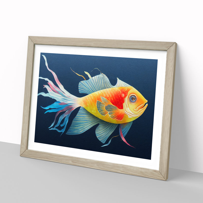 Watercolour Fish Vol.2 Framed Print, 46cm H x 64cm W x 2cm D, Oak