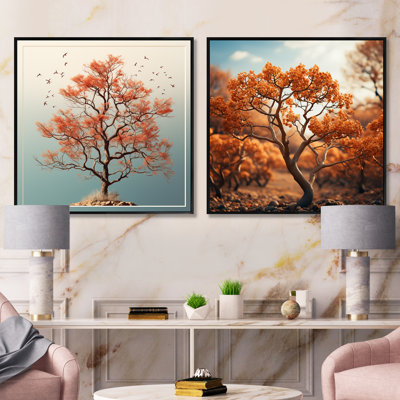 Abstract Canopy Expression Of An Oak Tree - Tree Oak Square Collage Set Of 2
