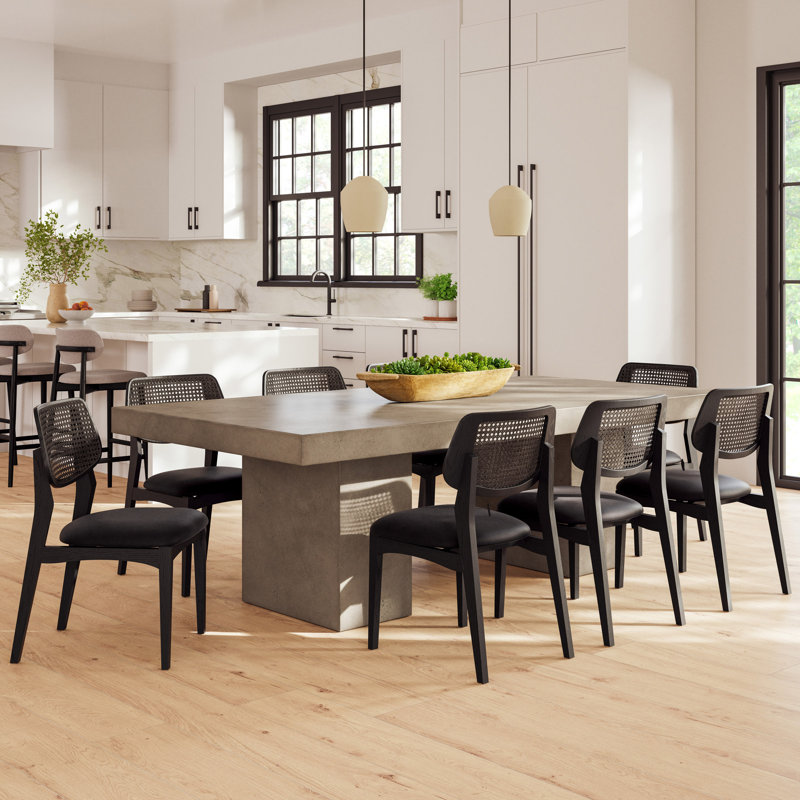 Kareen Pedestal Dining Table, Dark Gray, 95" L x 47" W, Standard Table (30.5" Height)