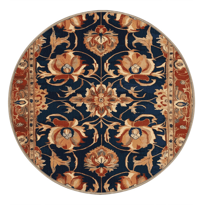 Machine Washable Persian Brown Area Rug, Round 7'