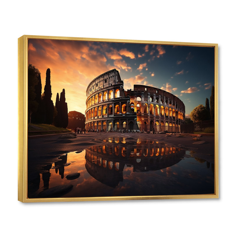 Italy Colosseum Colosseo - Italy Canvas Prints, 24" H x 32" W, Cadre flottant doré
