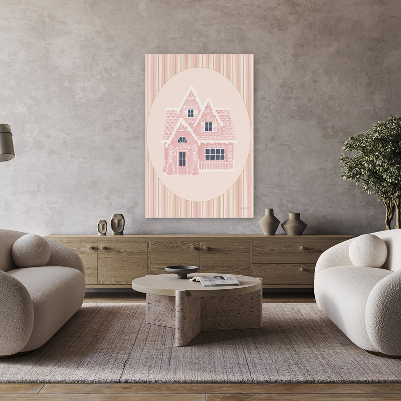 Gingerbread Dream House II ovale rose blanc contemporain Christma crème, H 48 po x l 32 po