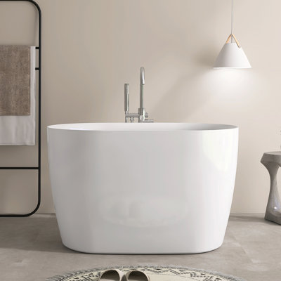 43'' Freestanding Soaking Acrylic Bathtub With Seat