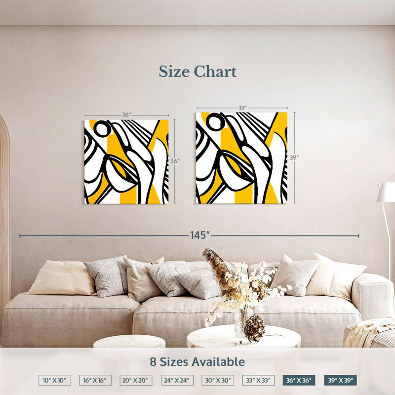 Avery Black And Yellow Lines, 36" H x 36" W