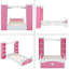 Lit en bois en forme de château avec tablette de rangement, lit plateforme simple Dreamy pour chambre d'enfant, rose et blanc