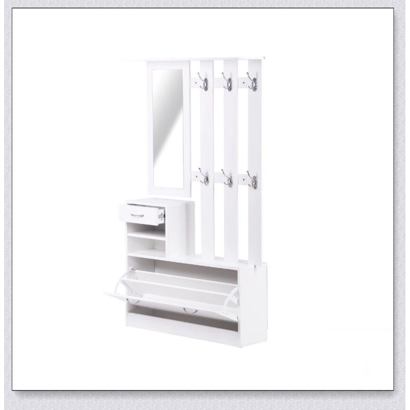 Armoire à portes combinées avec armoire à chaussures + tablette suspendue + miroir