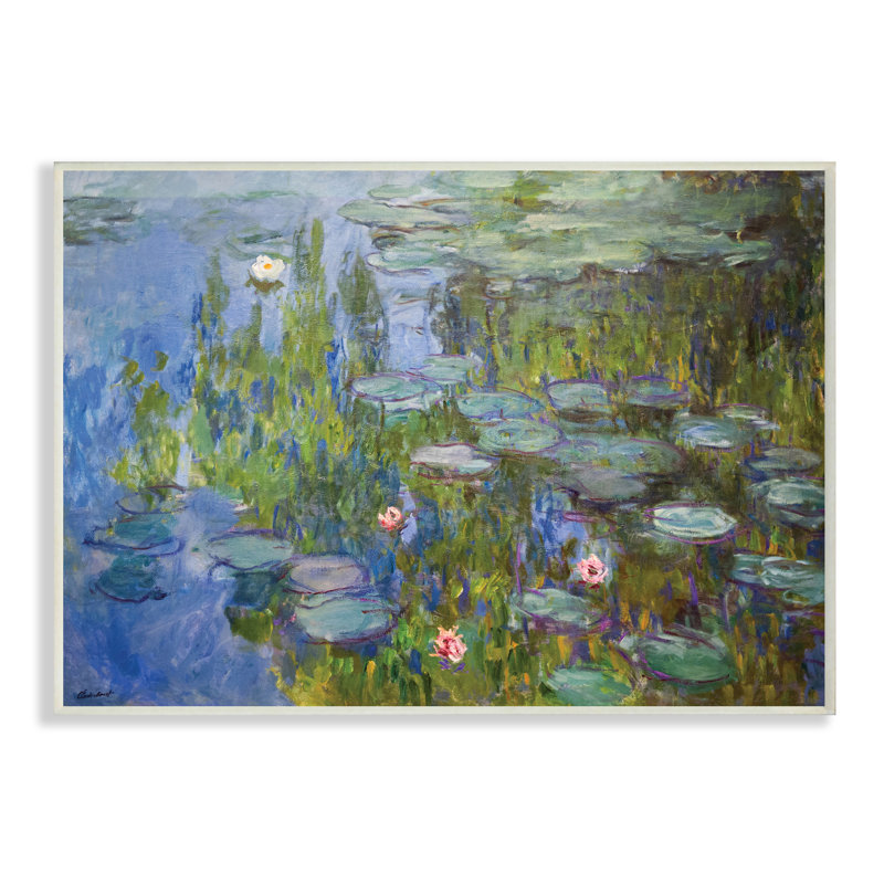 Étude sur les nénuphars par Claude Monet - Peinture, H 10 po x l 15 po, Plaque murale