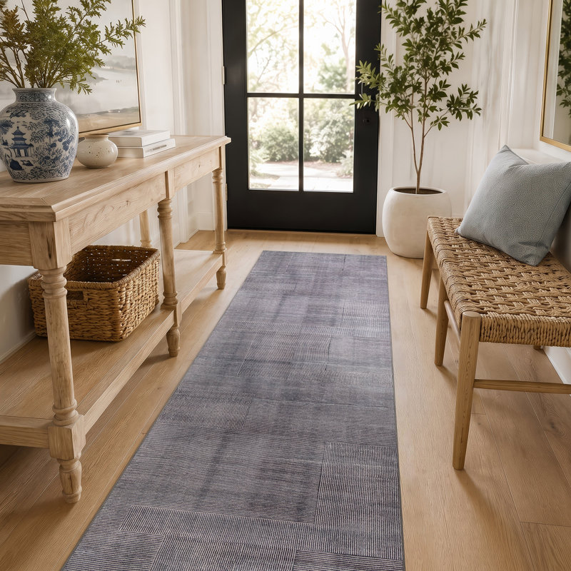 Tapis gris antidérapant Lin Lin, Gris, 2 pi x 8 pi