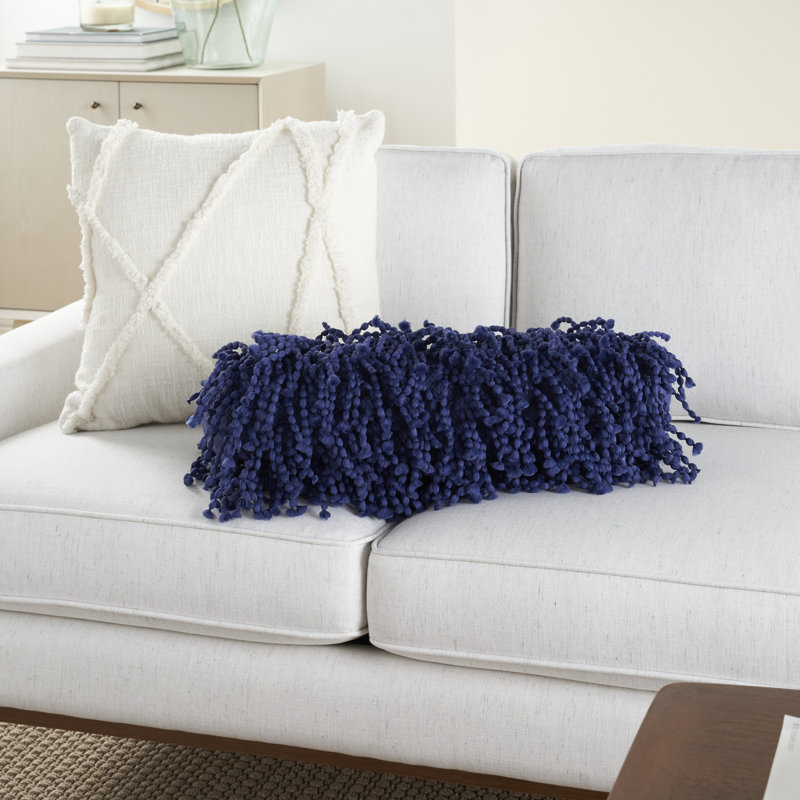 Deep Blue Shag Bolster Pillow with Poly-Fill Insert