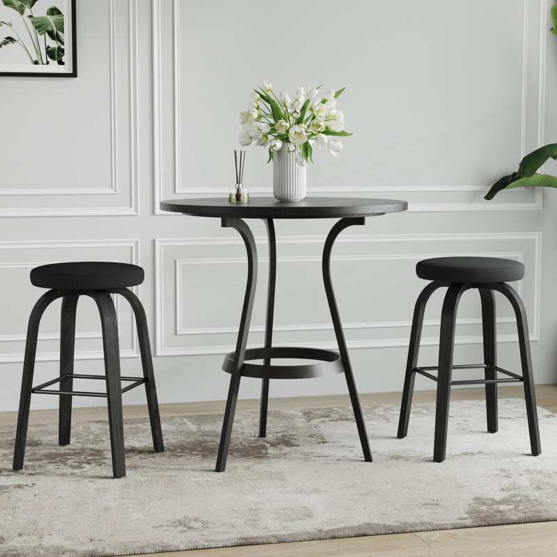 Swivel Upholstered Counter Stool, Noir, 29.72