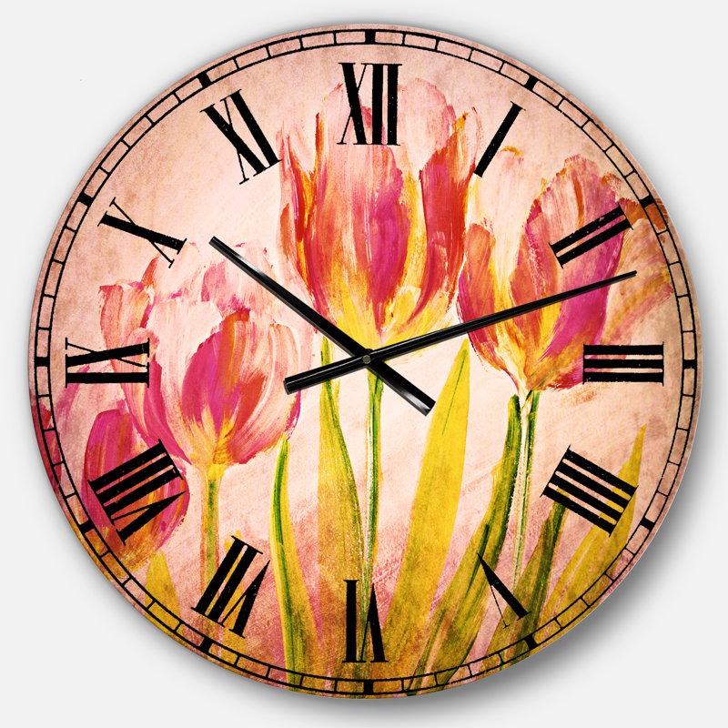 Red Tulips - Horloge murale traditionnelle, Moyen
